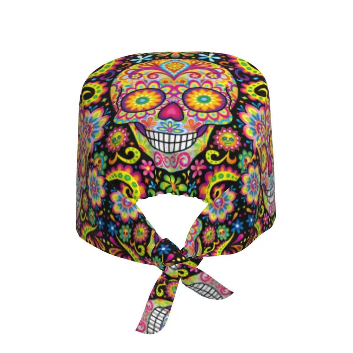 مخصص السكر الجمجمة يوم الموتى الفن الطاقم الطبية الدعك قبعة النساء الرجال ل قبعة الطاهي فرك قبعات #2