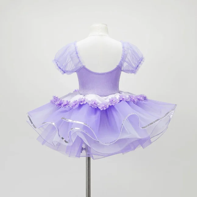 Vestido de balé com tutus lantejoulas para meninas, vestido roxo infantil, roupas de princesa, desempenho moderno