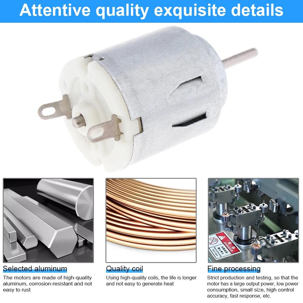 R140 DC Motor 1.5-3V 1.34W 14500rpm Solar Fan Motor Electric Toothbrush Motor with Brass Brush for DIY Toys Hobbies/Household