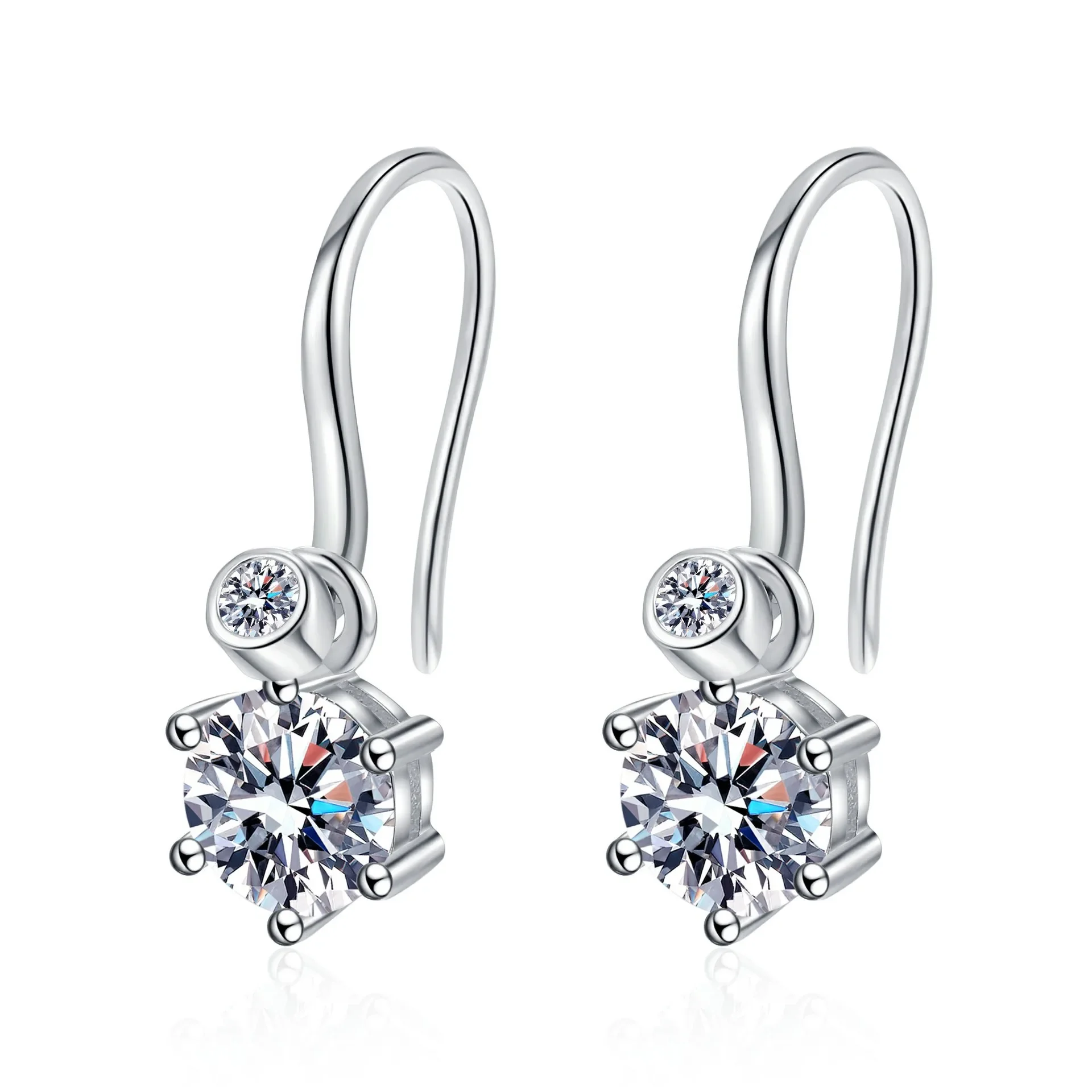 18K Gold Inlaid Simple Fashion Earrings, Elegant High-end Design Earrings, Mozambique Diamond PT950 Platinum Fashion Earrings