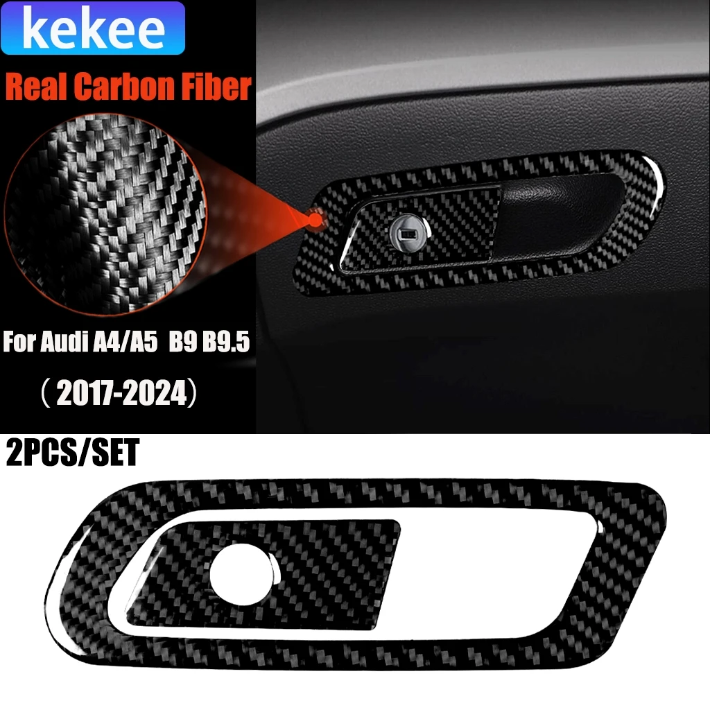 

Carbon Fiber Car Accessories Glove Storage Modified Interior Trim Cover Soft Sticker For Audi A4/A5 RS4 S4 B9 B9.5 2017-2024
