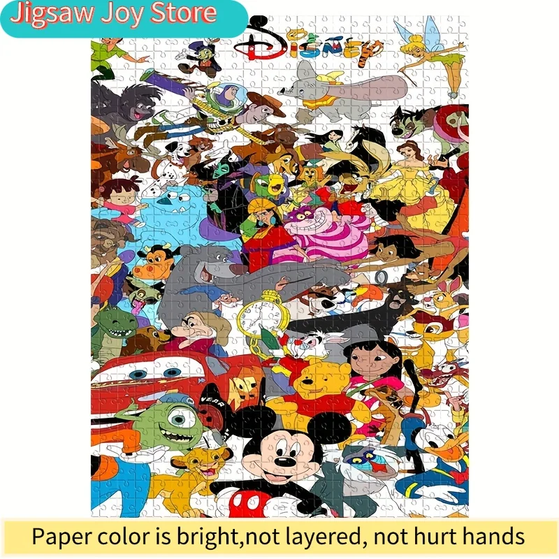 

1000pcs Puzzle Featuring Disney Animals Like Mickey Mouse, Winnie The Pooh, Stitch, And Dumbo. This Wall-Hangable Puzzle Is Pe