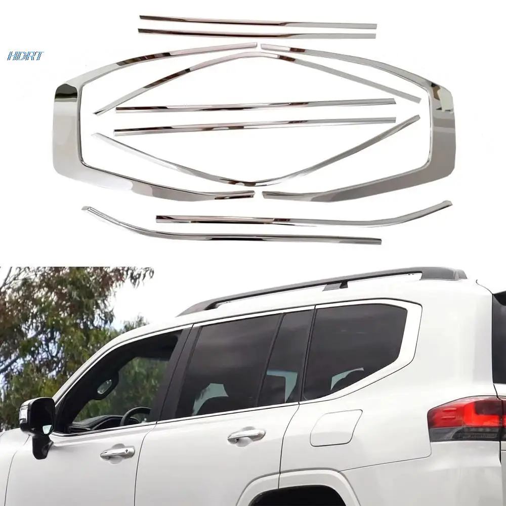 

Full Stainless Chrome Car Decoration Window Protector Trims For Toyota Land Cruiser 300 FJ300 LC300 VXR GXR 2022 Accessories