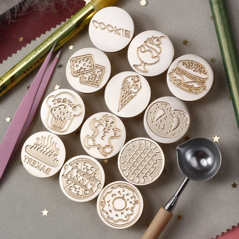 

Dessert Series Fire Paint Wax Seal Stamps Embossed Stamp Head DIY Scrapbooking Postcard Wedding Invitation Decoration Supplies