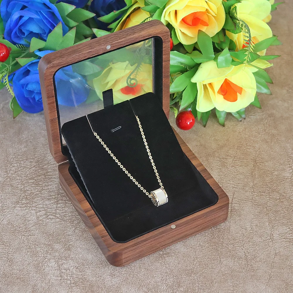 Couple Anniversary Gift Packaging Box Jewelry Store Counter Accessories Display Tool Woman Portable Pendant Wooden Storage Box