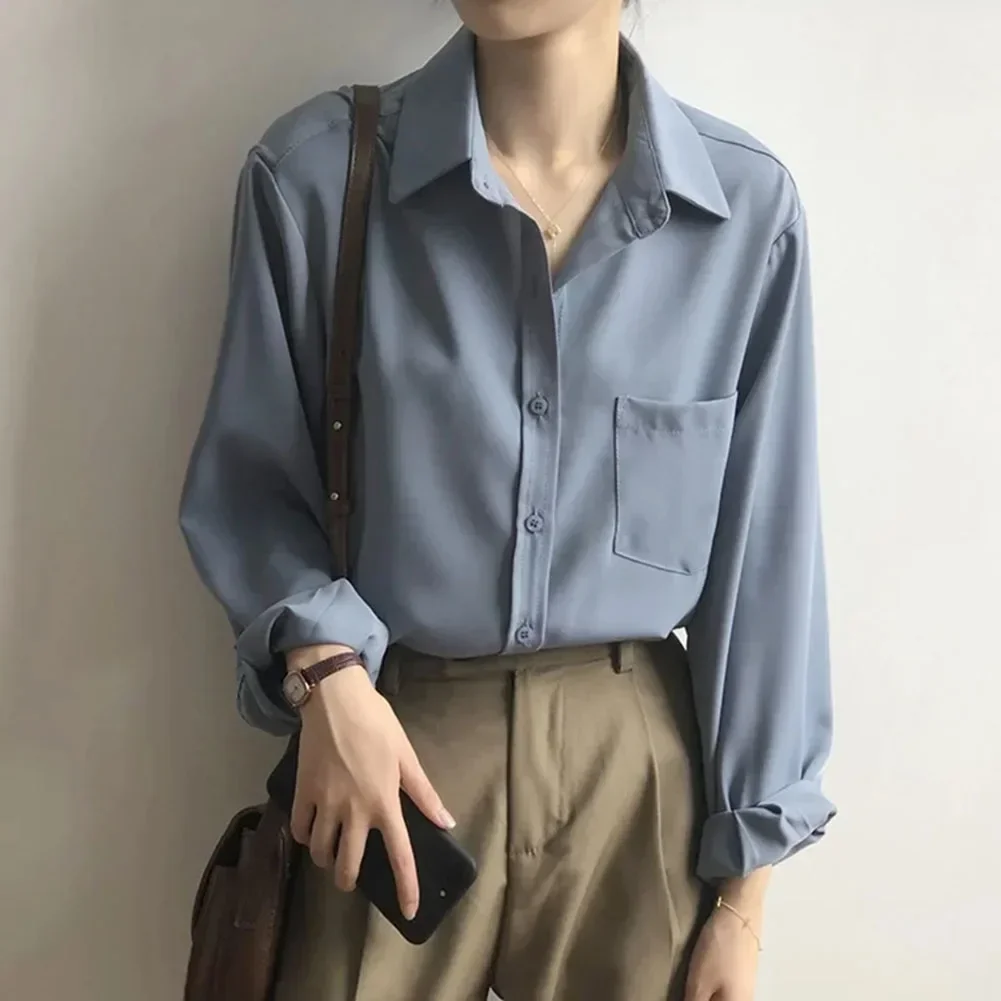 Women Spring Autumn Long Sleeve Elegant Shirts Vintage Korean Style Loose Blouse