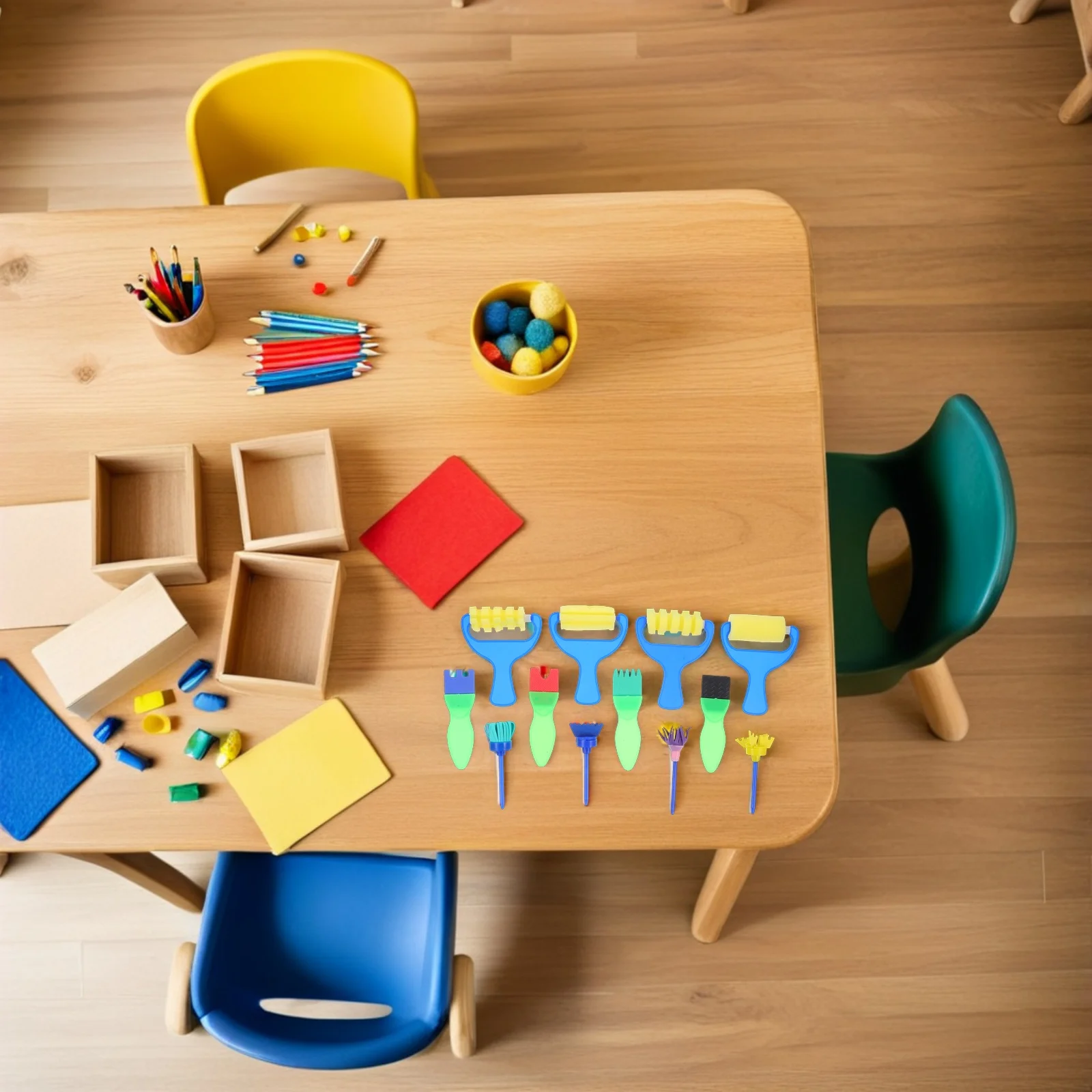 

12Pcs Sponge Painting Rollers Set Washable Kids Paint Brushes Early Education Art Craft Drawing Tools for Toddlers