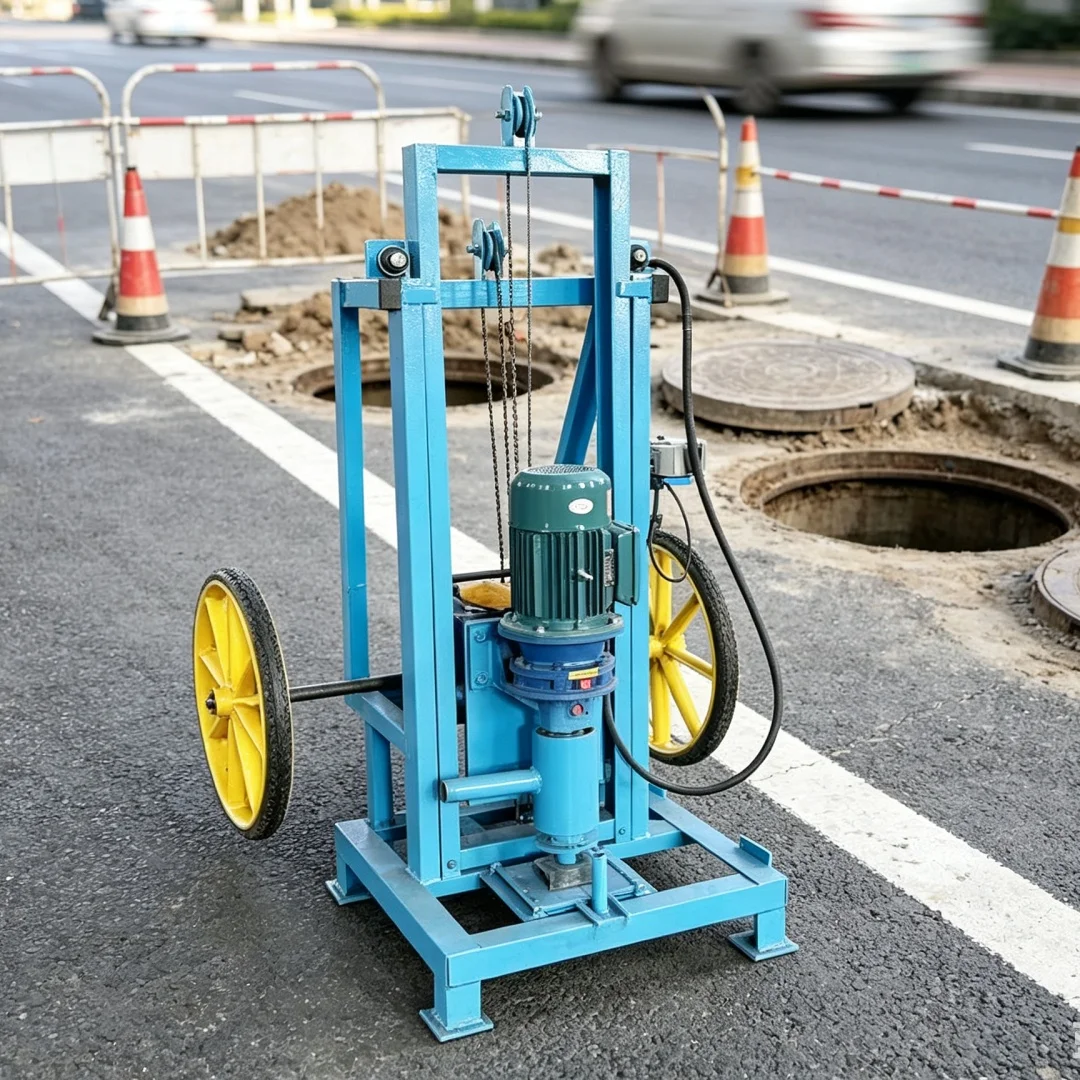 Customized Wheeled Movable Water Well Drilling Rig, Small Complete Well Drilling Machine Compatible with Drill Rods & Drill Bits