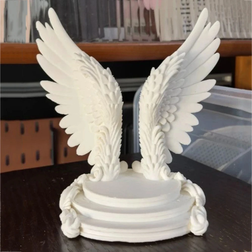 3D-gedrucktes kreatives Engelsflügel-Desktop-Aufbewahrungsregal, Vitrine, Spielzeug-Sammelständer, Desktop-Organizer, Heimdekoration – Detail 5