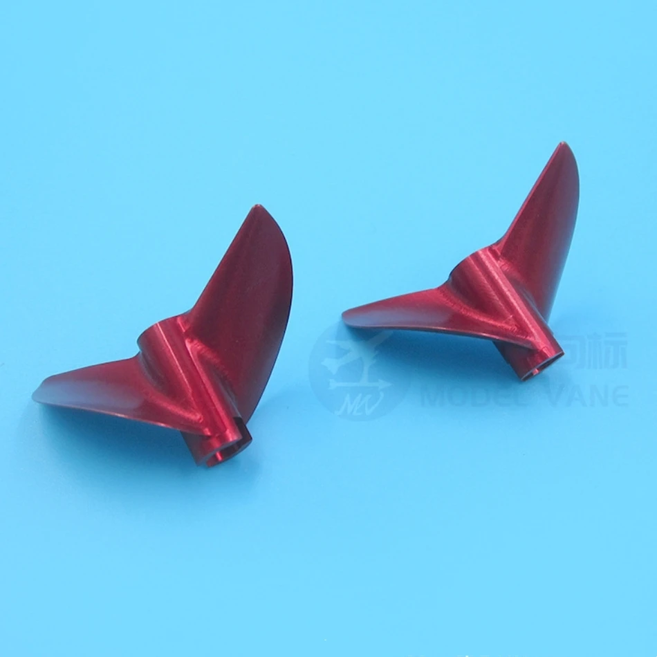 Hélice de aleación de aluminio CNC de Color rojo de 2 hojas ID = 4,0/4,76mm OD = 40 ~ 46mm paso = 1,9 para barco eléctrico RC