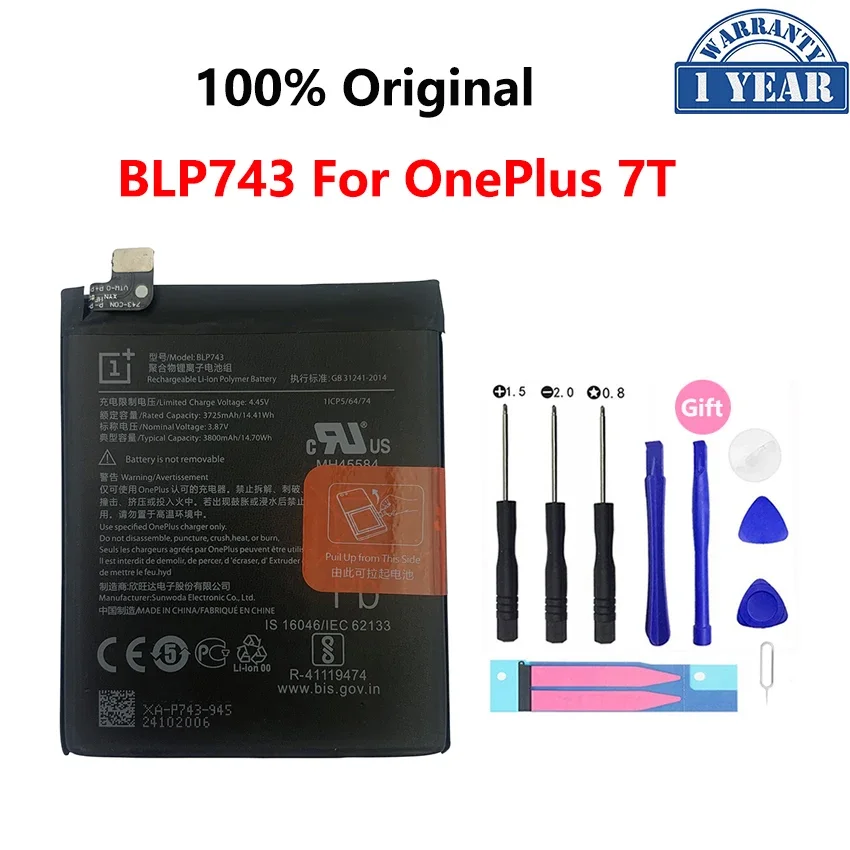 100% Original Battery For OnePlus 1 2 3 1+ One Plus 3 3T 5 5T 6 6T 7 7T 8 7Plus 7Pro 8Pro Pro Plus Phone Replacement Bateria