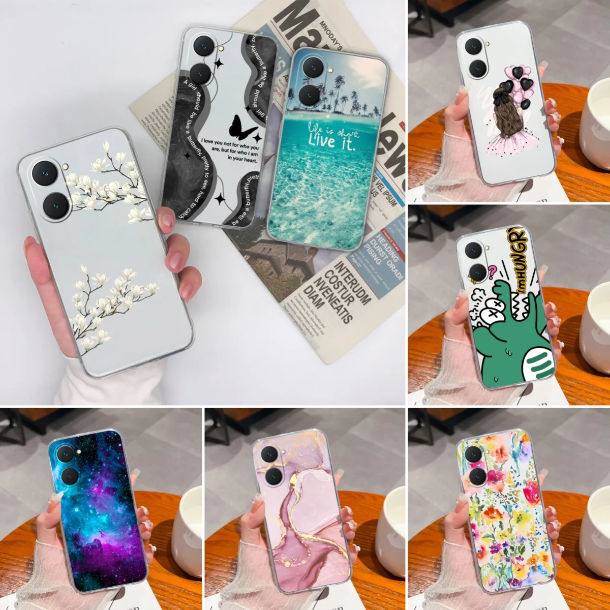 For Vivo Y03 4G Case Simple Flowers Funda Soft Clear Lightweiht Protective Back Cover Models V2332 TPU Silicone Anti Drop Bumper