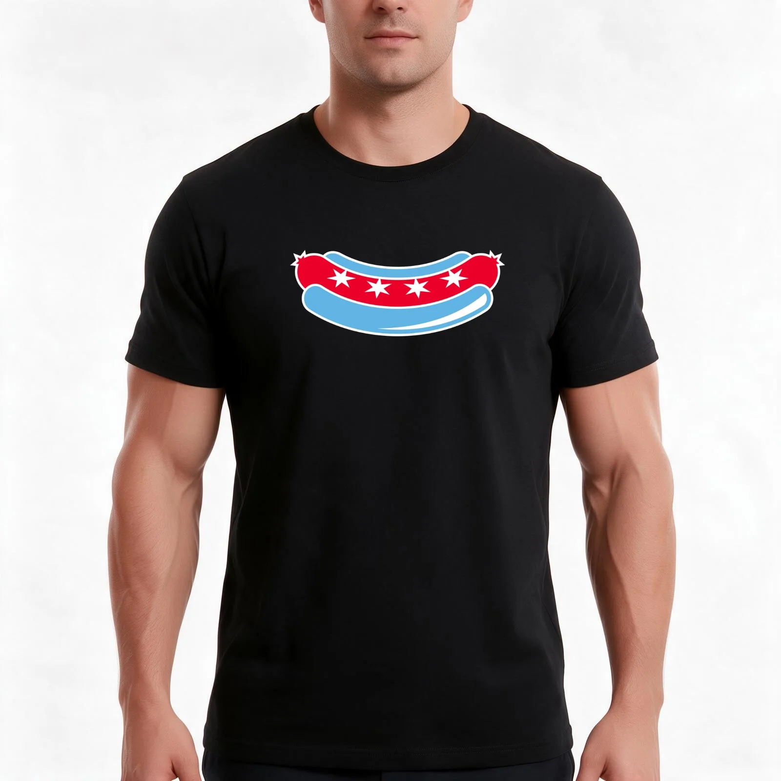 chicago dogs logo hires T-Shirt, Summer Casual Cotton Tee, Oversized Streetwear Tops, Vintage Graphic Print, Unisex Men Women
