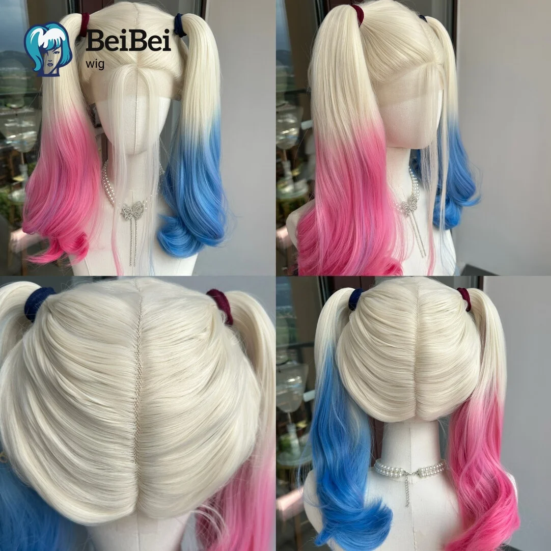 

BeiBei Dyed Ombre Lace Front Wigs 13X4 for Women 24Inch High Quality Synthetic Wig with Heat Resistant Fibers Cosplay Party Use