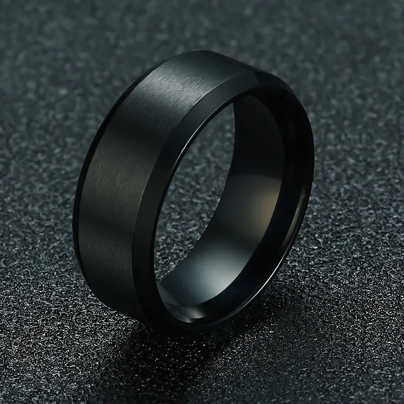 Simple 8mm  Stainless Steel Male Men Rings Blue Black Gold Color Fashion Jewelry size 5 6 7 8 9 10 11 12 13 14