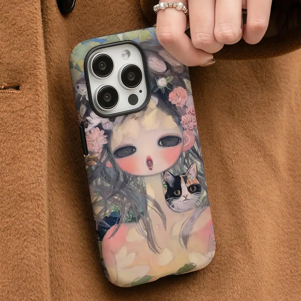 حافظة هاتف A-Aya Takano Art لهاتف آيفون 17 16 15 14 13 12 Pro Max Plus لامعة عالية الدقة بطبقة مزدوجة غلاف صلب سائل