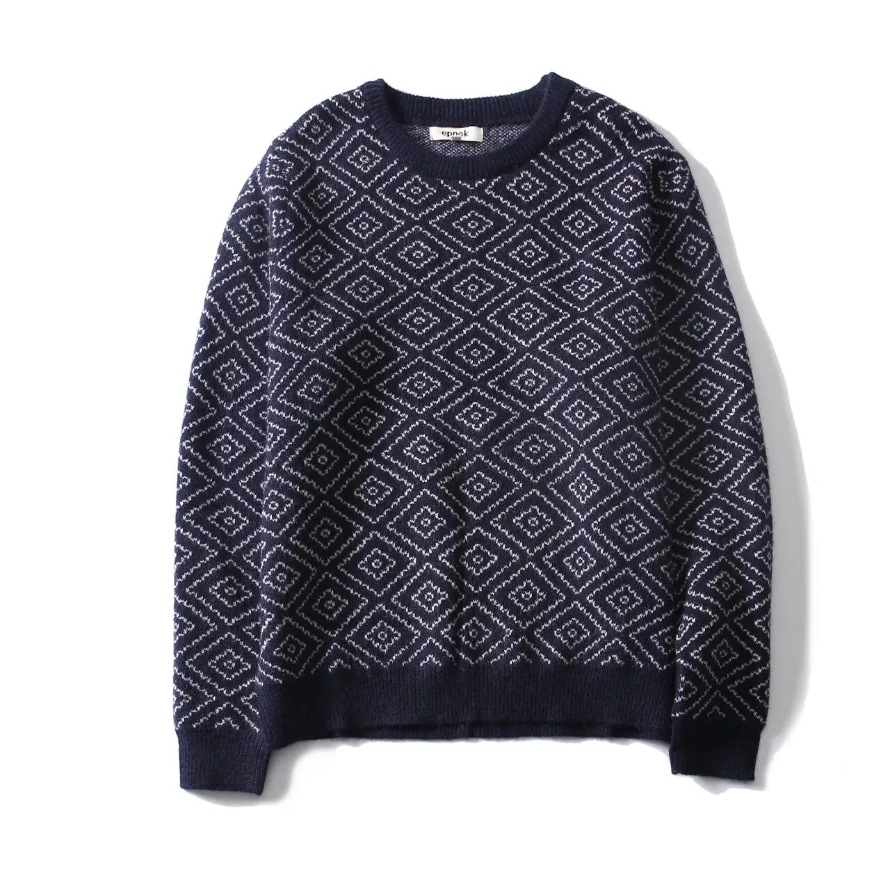 

Men's Winter Knitted Sweater Casual round Ne Pullover Thiened Elastic Warm Diamond Pattern Embroidery Fluffy Mixed Fabric