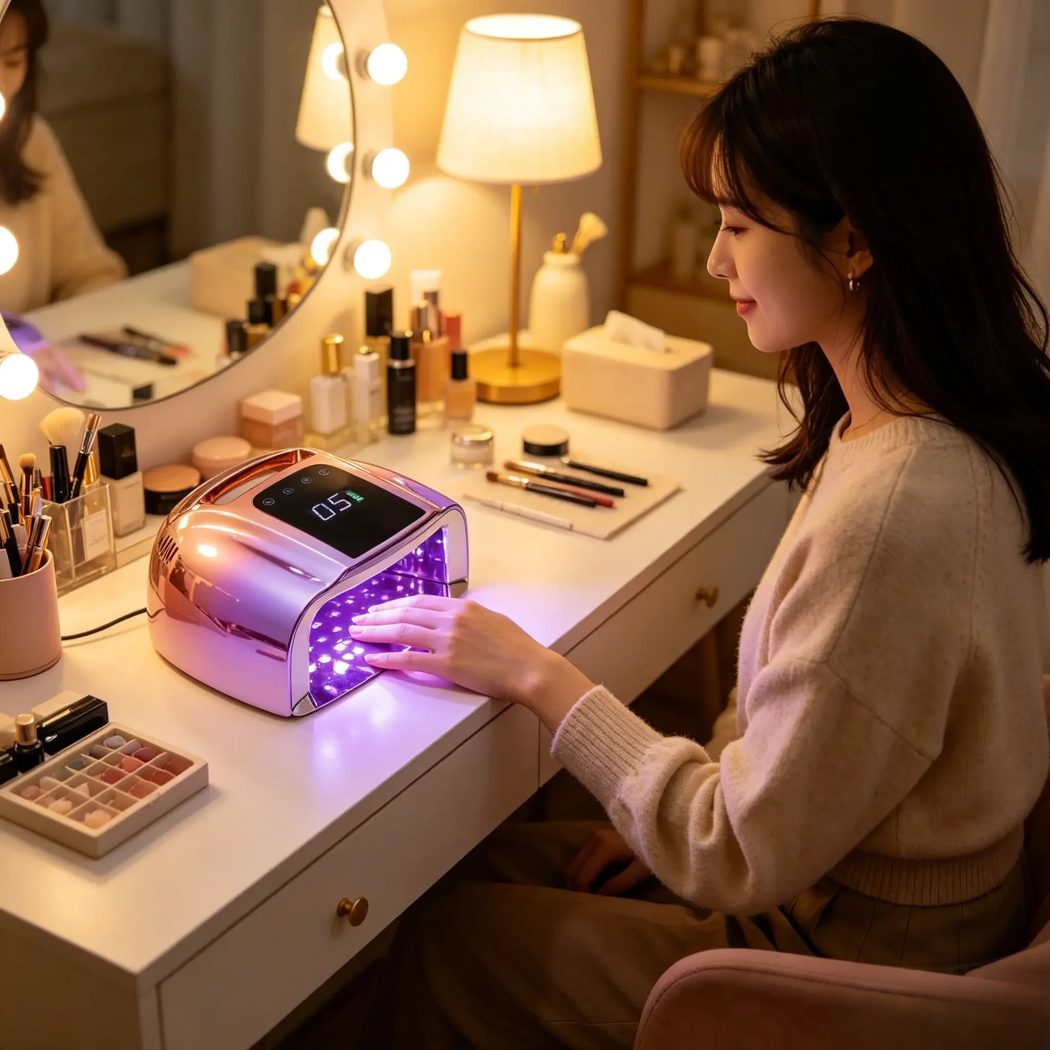 

96W Mirror Reflective UV LED Nail Lamp, Cordless Rechargeable Gel Nail Dryer Wireless UV Light with Metal Base Pad for Gel Nails