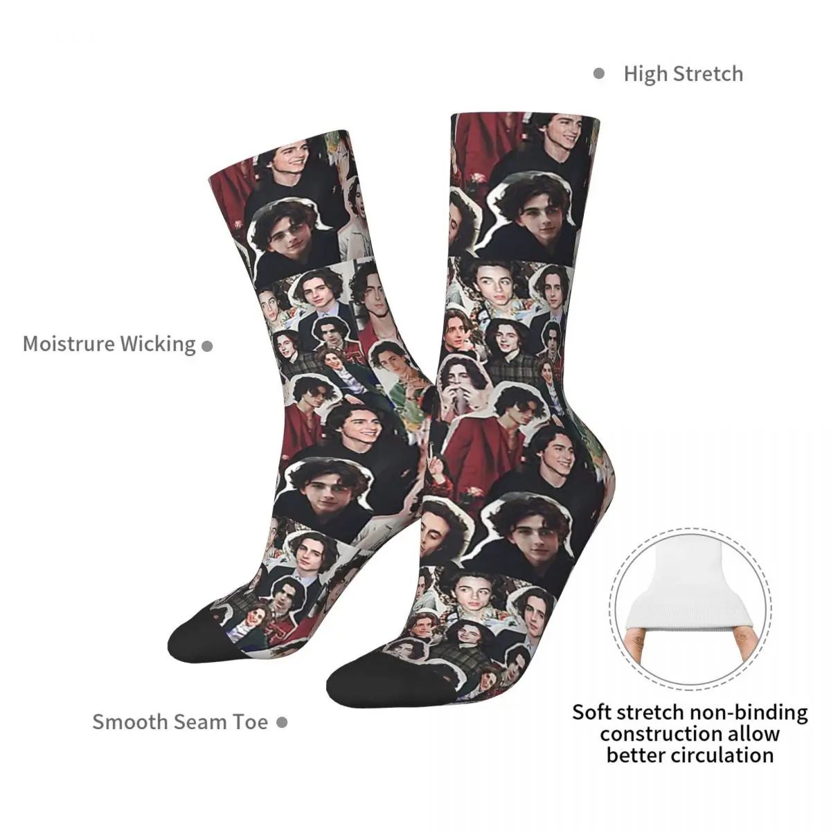 Timothee Chalamet Collage Edit Socks Harajuku High Quality Stockings All Season Long Socks Accessories for Unisex Gifts