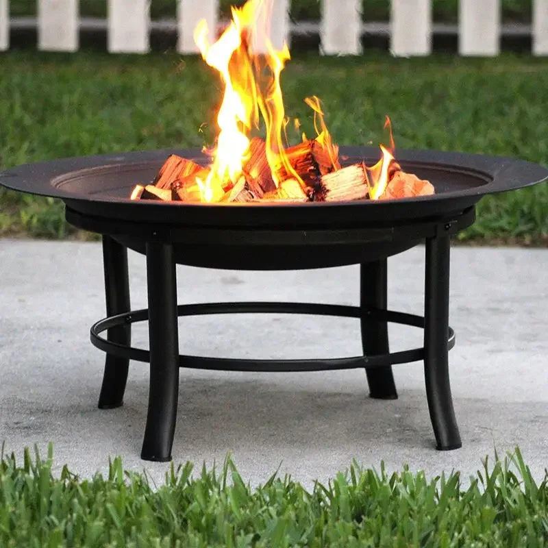 

Camping Fire Pit Bonfire Stove Bonfire Activity Wood Basket Black Garden Decoration Wood Stove Heating Furnace With Baking Net