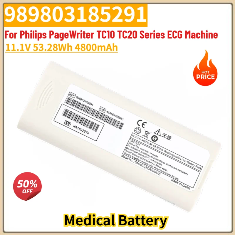 

100% New High Quality 11.1V 4800mAh 989803185291 Medical Battery For Philips PageWriter TC10 TC20 Electrocardiogram Machine