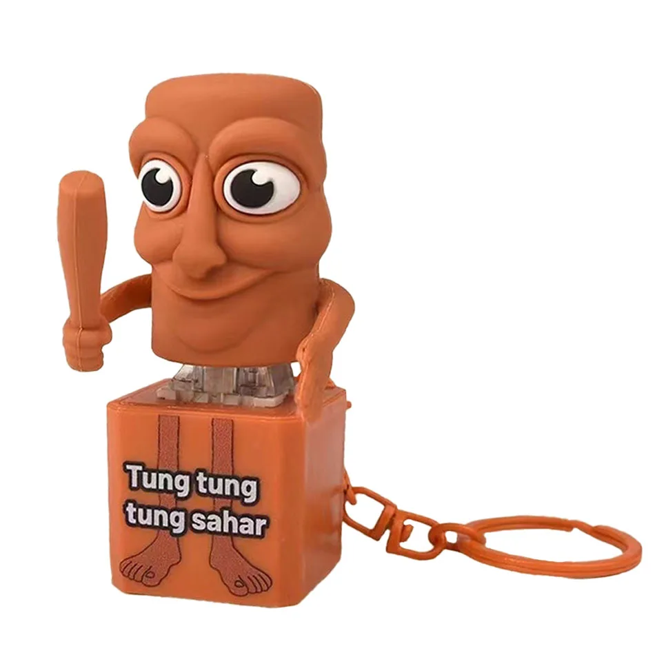 جديد Tralalero Tralala Tingtungung عصا خشبية رجل زر المفاتيح مع قلادة مضيئة-أنيمي الطرفية ديكور دمى هدايا