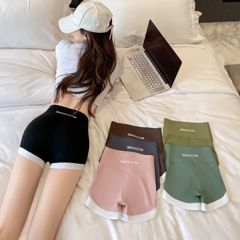 Women's Sharkskin Shorts Thin Sporty Base Layer Shorts Butt Lifting Color Block Safety Pants Summer 2023 Fashion Trend