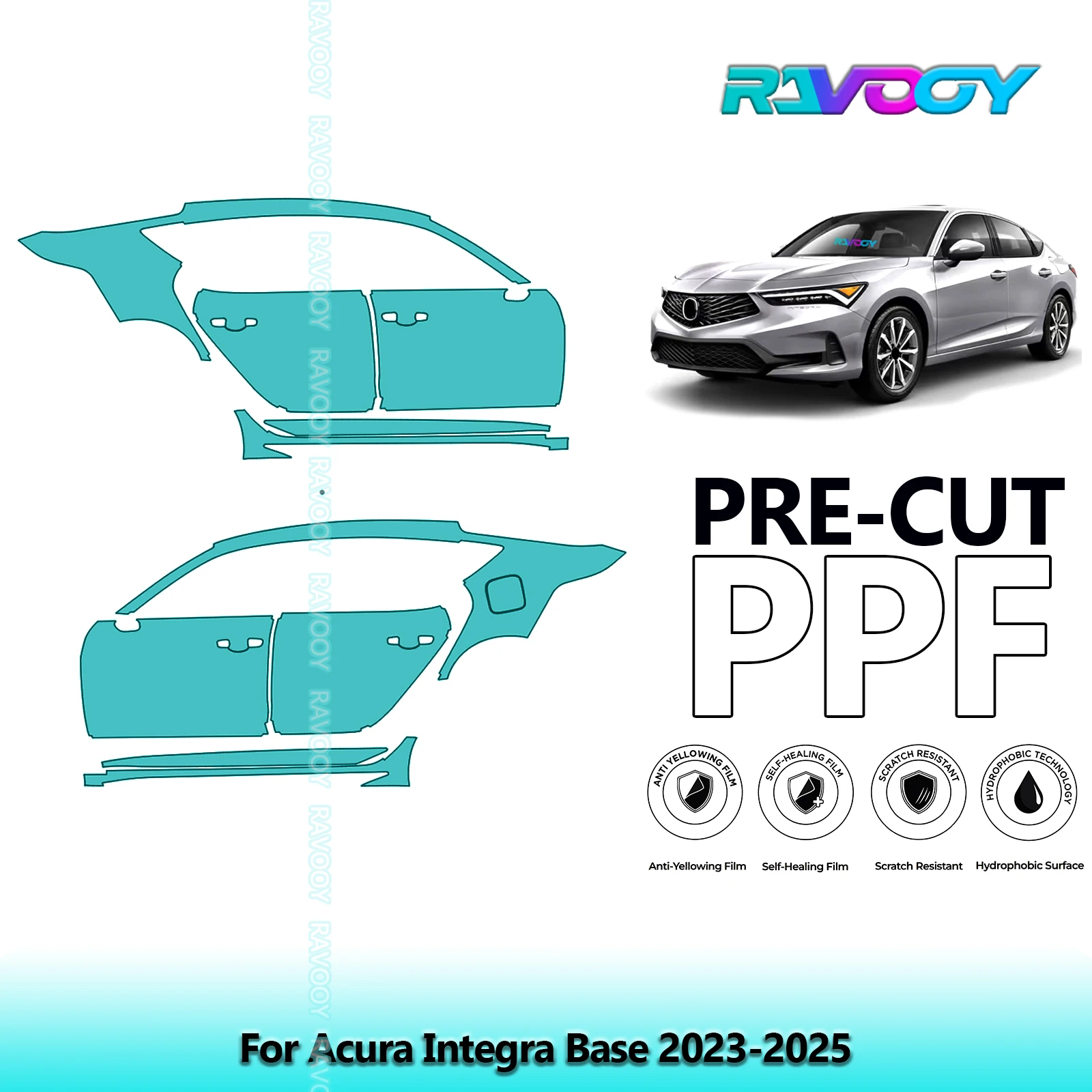 

For Acura Integra Base 2023-2025 8.5mil Clear Matte Pre-Cut PPF Door & A/B Pillar Kit TPU Paint Protection Film Set