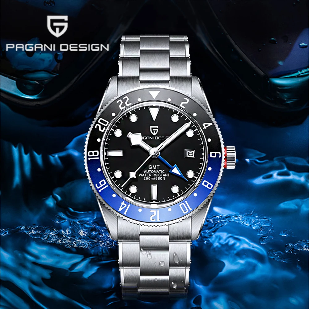 

Pagani design 2026 new GMT men's mechanical watches automatic men's watches luxury sapphire all-steel diving relógios masculino