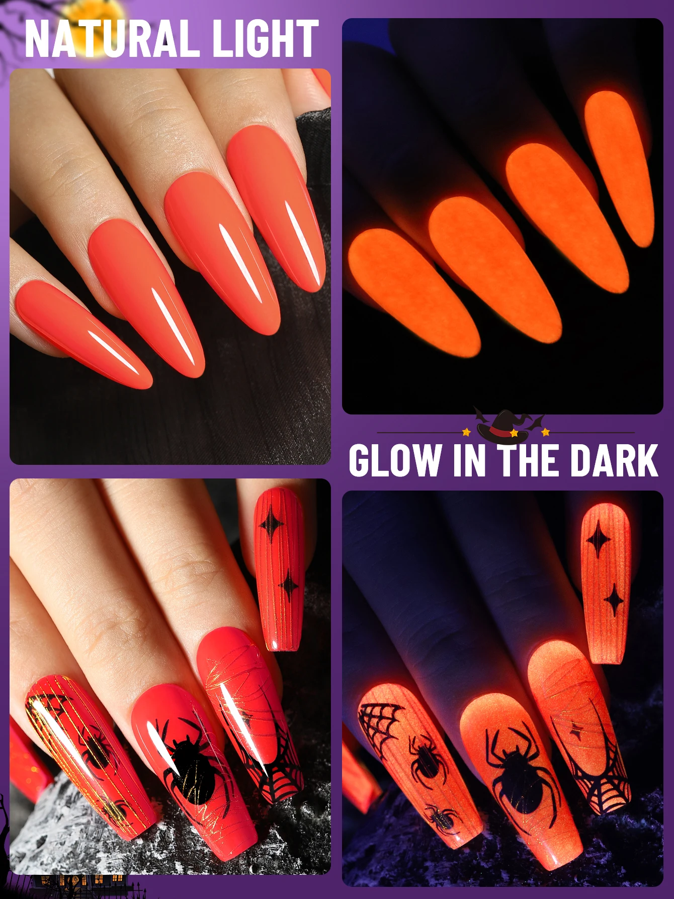 YOKEFELLOW Neon Gel Nail Polish Halloween Neon Orange Pink Gel Polish Long Lasting Soak Off Fluorescent Colors Gel Polish Gifts