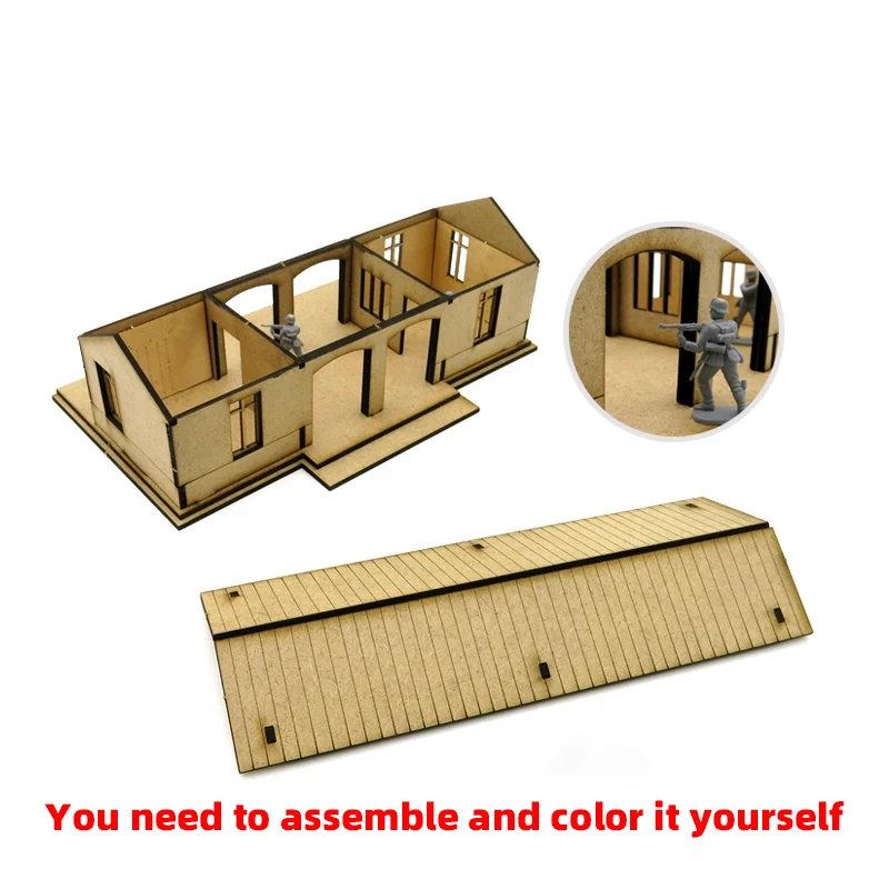 1/35/43/48 1/64 1/72 1/87 HO Maßstab Modellbausatz Miniatur Diorama Architektonisches Gebäude Hausmodell Eisenbahn Unbemaltes Dorf DIY – Detail 6