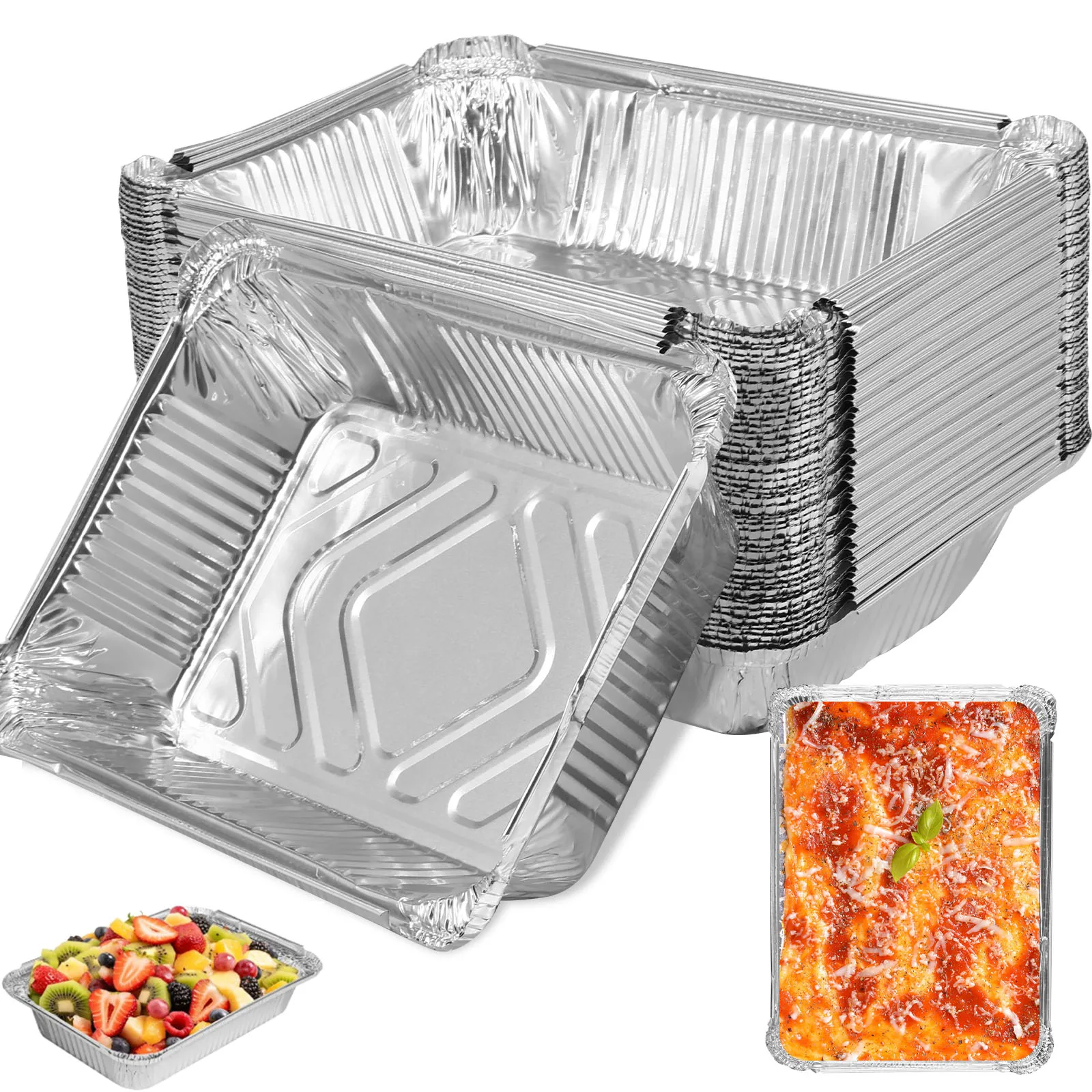 Bandeja Rectangular de Papel de Aluminio para Freidora de Aire, Herramienta para Hornear Pan, Recipientes para Alimentos, Tazón, Caja para Llevar Comida para Barbacoa, Caja de Embalaje de Aluminio para Pasteles
