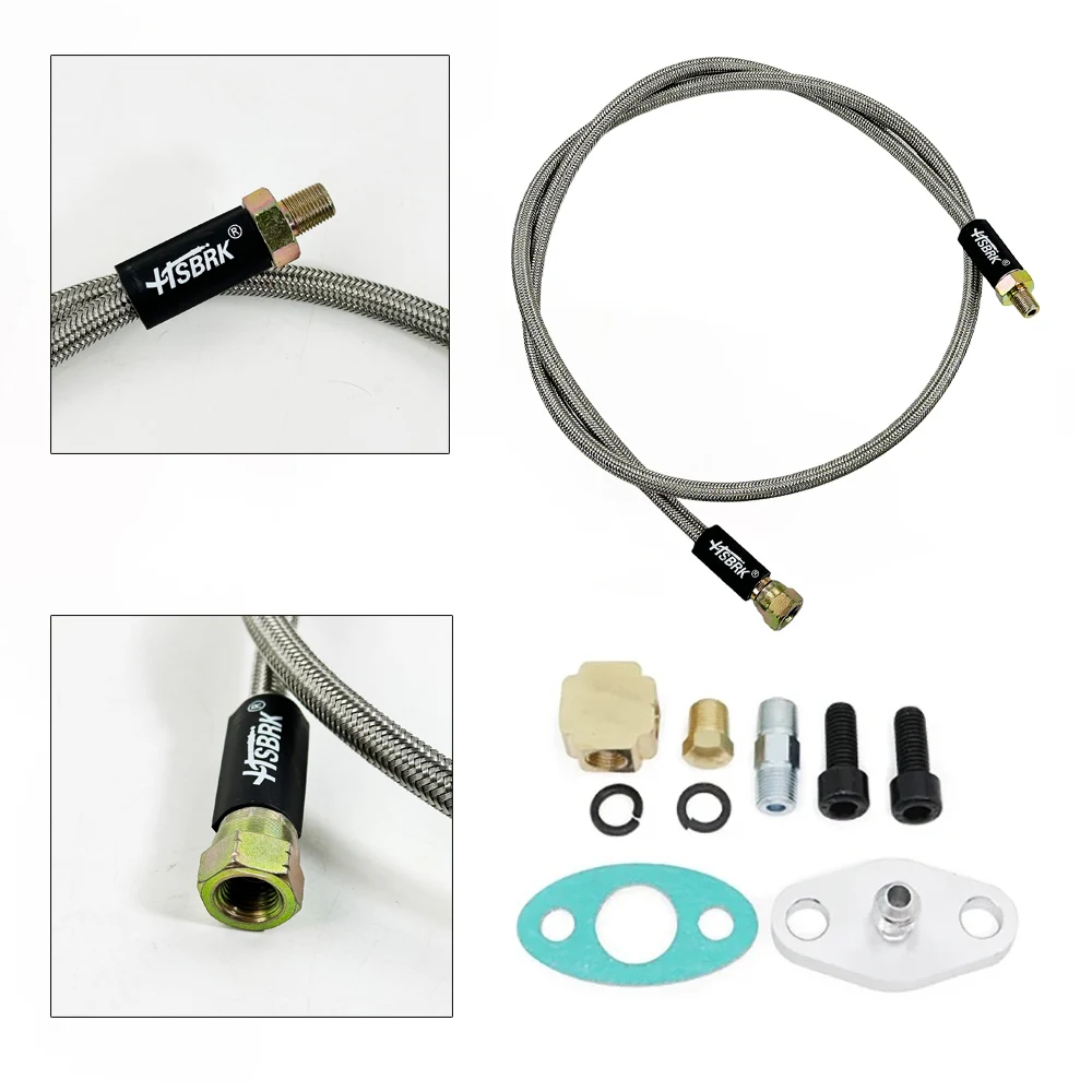 Silver AN4/AN10 Stainless Steel Braided TurboFeed Line Kit 41inch High Temperature Pressure for T3 T4 T60 T61 T70