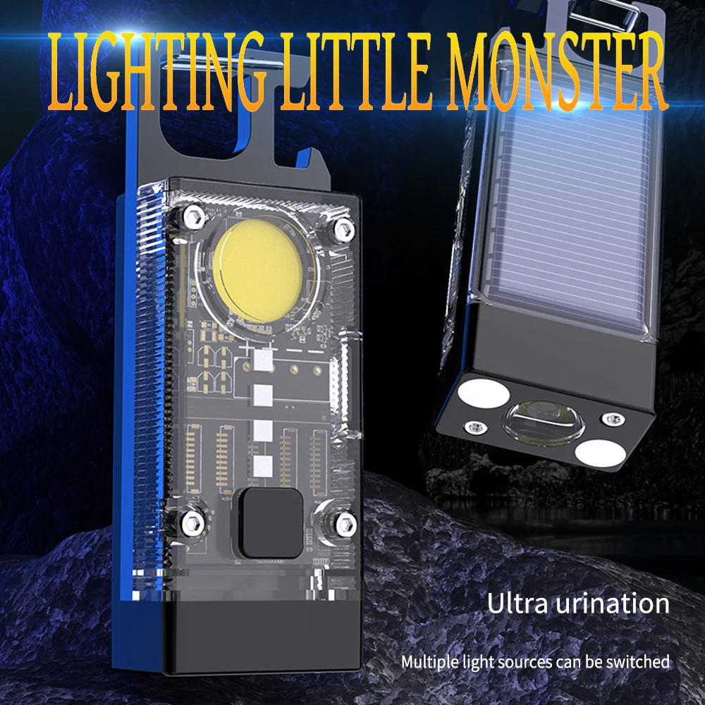 Multifunctional Mini LED Flashlight Keychain Lamp Solar USB Rechargeable Work Lights Outdoor Fishing Camping Emergency Lantern