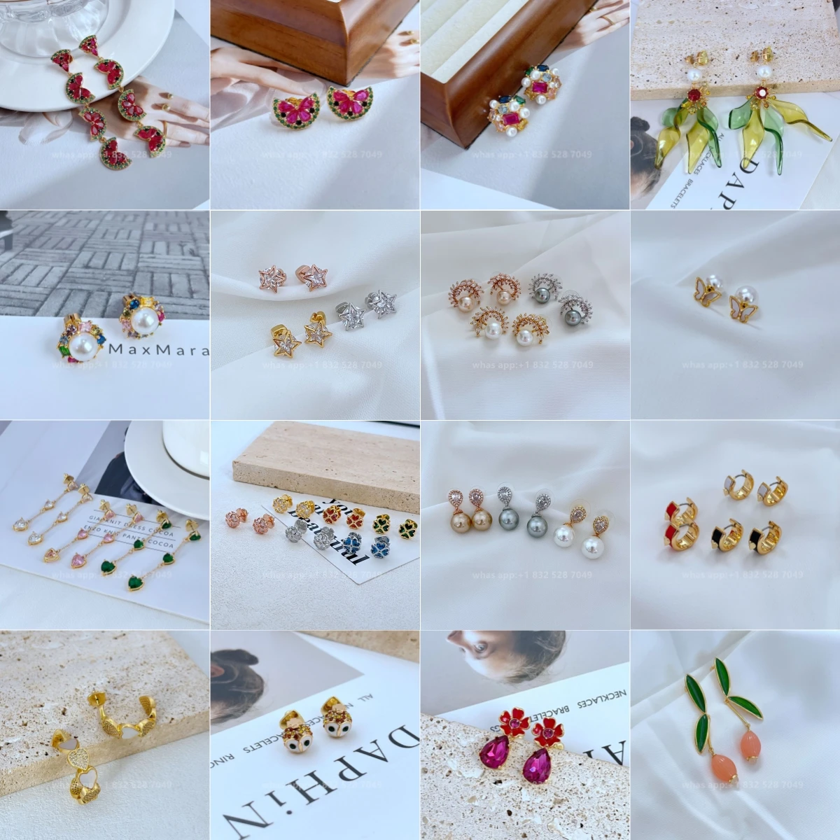 Kate 1:1 Gold Jewelry Flower Stud Earrings For Women Jewelry Christmas Gift For Wife Girlfriend