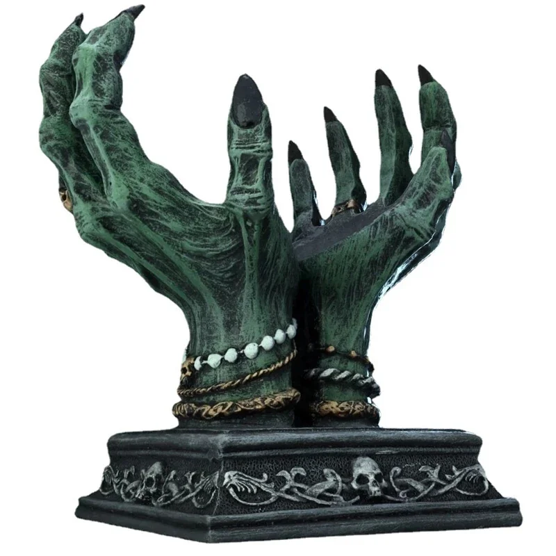 Demon Hand Crystal Ball Stand Resin Base Gothic Sphere Holder Table Centerpiece Shelf Decor For Women Teens Halloween Gift