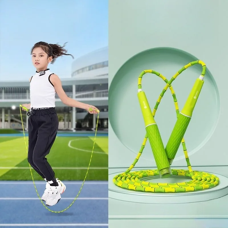 Bamboo Jump Rope for Children Adjustable Sports Steel Wire Rope Test Recommended Physical Exercise for Weight Loss