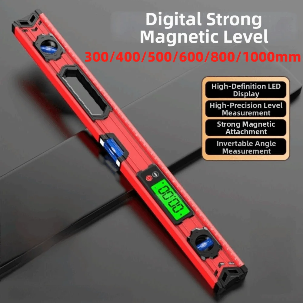 High Precision Magnetic Digital Level 30-100cm 0-90° Range Digital Level Ruler Multi-Functional Anti-Fall Angle Finder Leveling