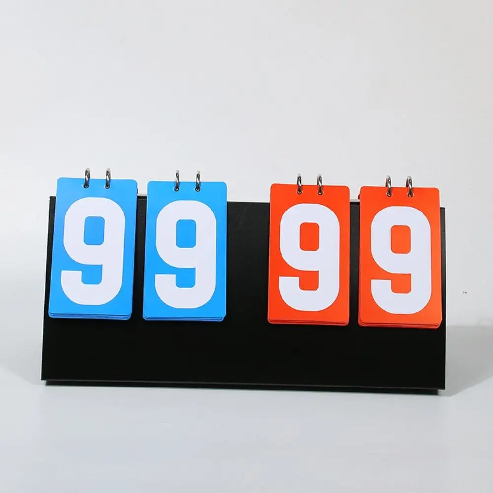 Manual Basketball Scoreboard 4-Digit Tabletop Counter Table Tennis Flip Cards Multifunctional Triangular Base Score Flipper