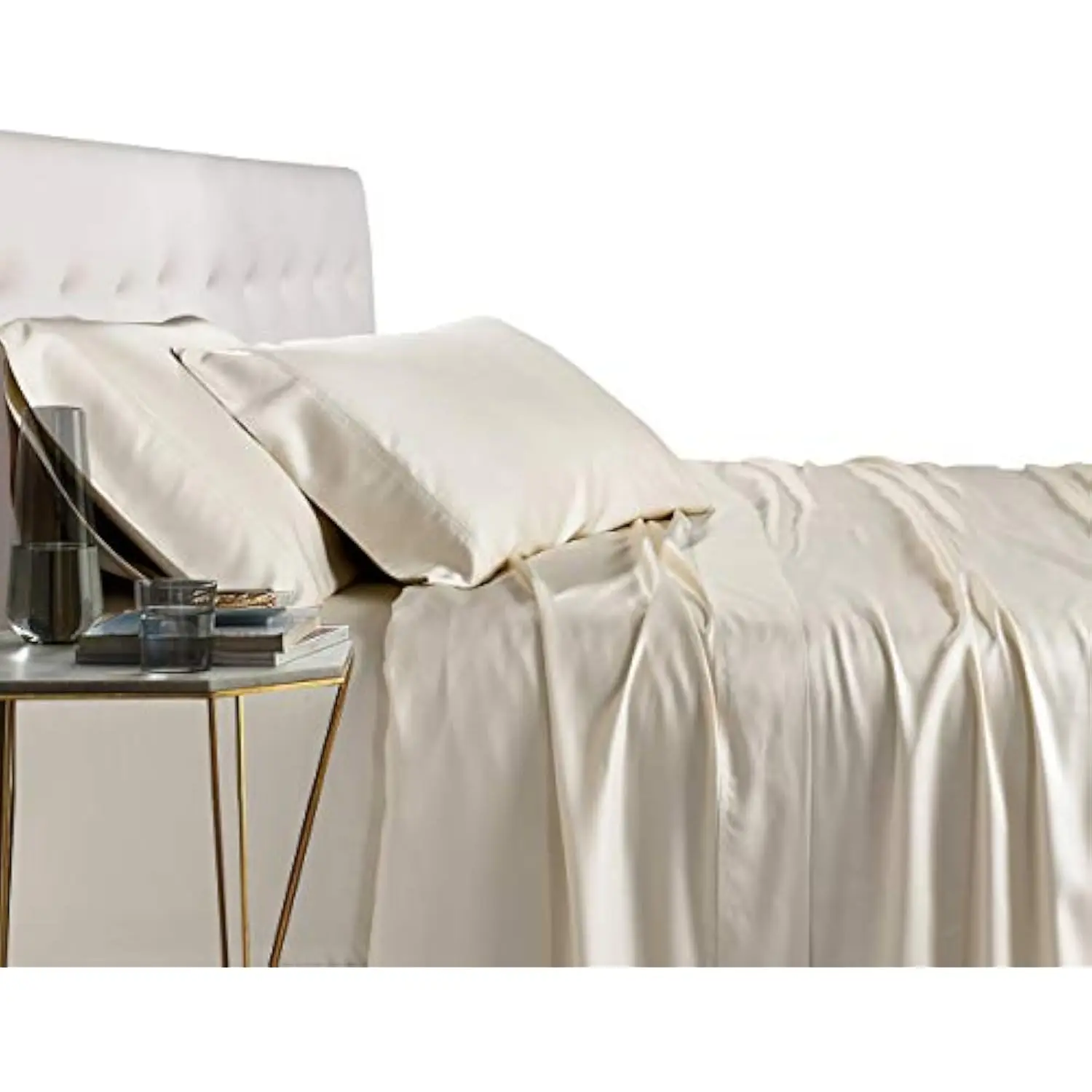 

Viscose from Bamboo Bed Sheets, Queen, Solid Ivory, Super Soft and Cool 4PC Sheet Set