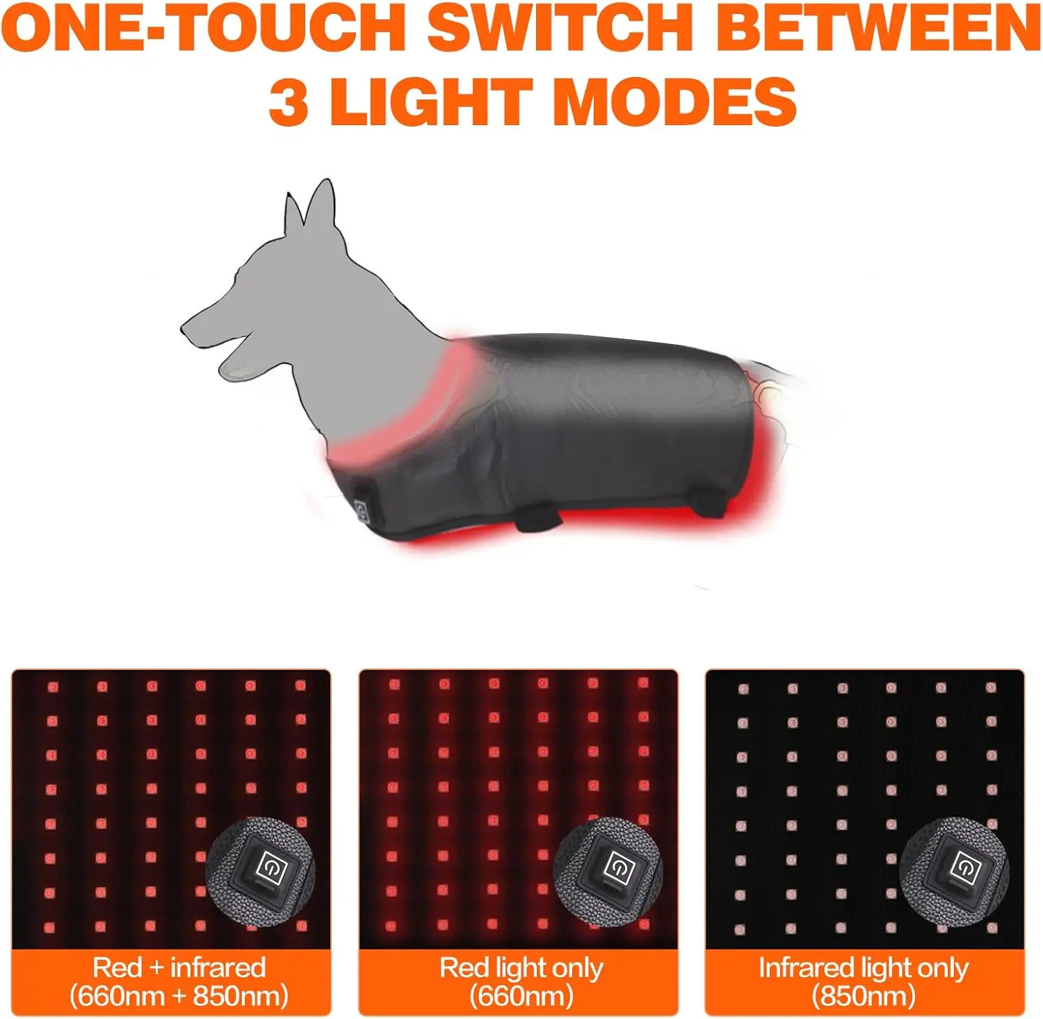 Pets Red Light Therapy Belt, LED Infrared Light Therapy for Dog and Cat with 128 LEDs 660&850 nm,Wearable Device for Pain Relief - view 3
