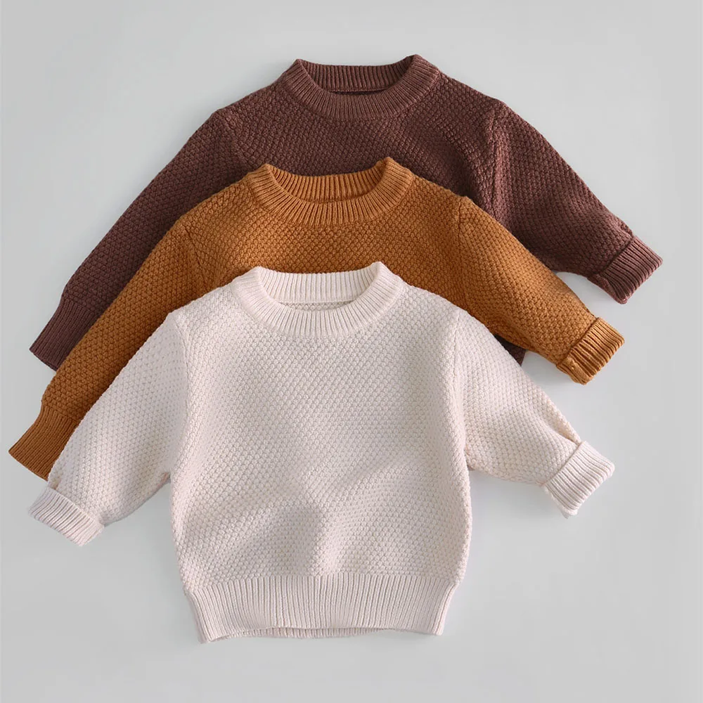 1-7 Y  Kids Sweaters Daily Style Boys Knit Pullover O Neck Girls Sweaters Thicken Children Knitwear