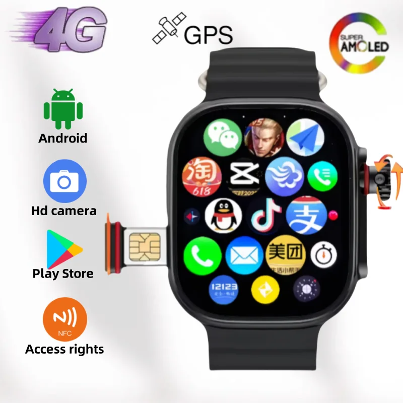 

CDS9 S9 S10 256GB Storage Download Application Original 4G Smart Watch Rotating Camera GPS WIFI Heart Rate Tracker Sports Watch