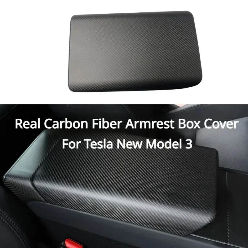 For Tesla Model 3 Y 3+ Armrest Box Cover Toray 3K 240G Dry Real Carbon Fiber Snap-in Type Installation New Model3 Highland 2024