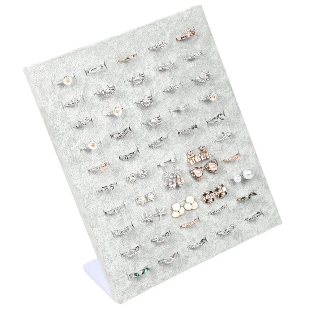 

50 Slot Premium Flocking Ring Showing Stand Display Board for Jewelry Collection Organization Modern Living Room Dressing Table