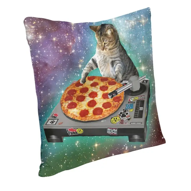 Hipster DJ Cat Pizza Throw Pillow Case Home Decorative Square Food Funny Creative Cushion Cover 45x45 Pillowcover for Sofa