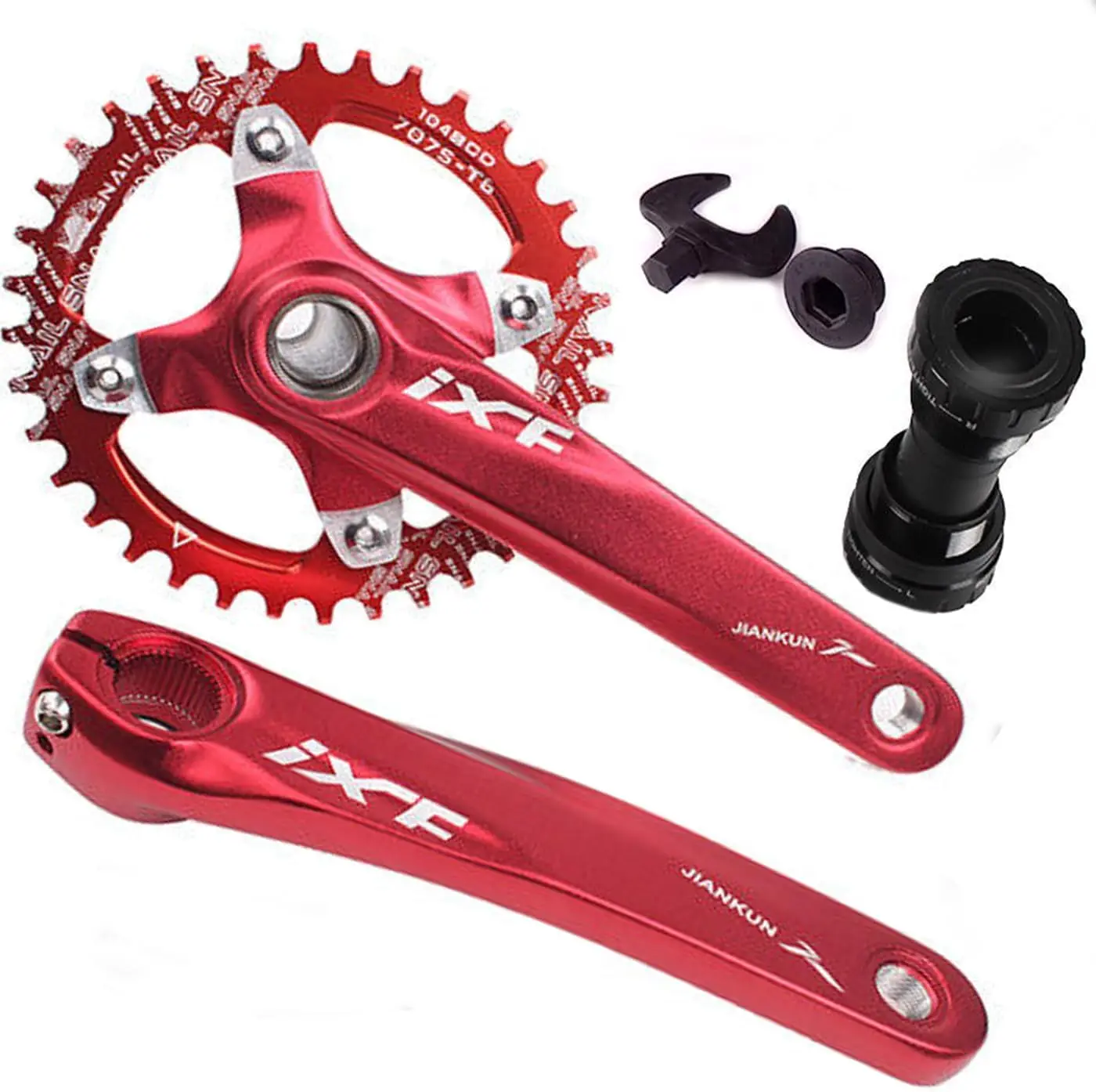 

IXF 104 BCD 30-52T Mountain Bike Crankset -Hollow Integrated MTB 170mm Crank Set- Aluminum Alloy Bike Crankset with Narrow Wide