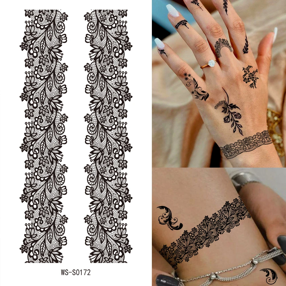 

35pcs Sexy Lace Flower Waterproof Realistic Temporary Tattoo Stickers Semi-Permanent Lasting 1-2 Weeks Decals For Hands, Arms De