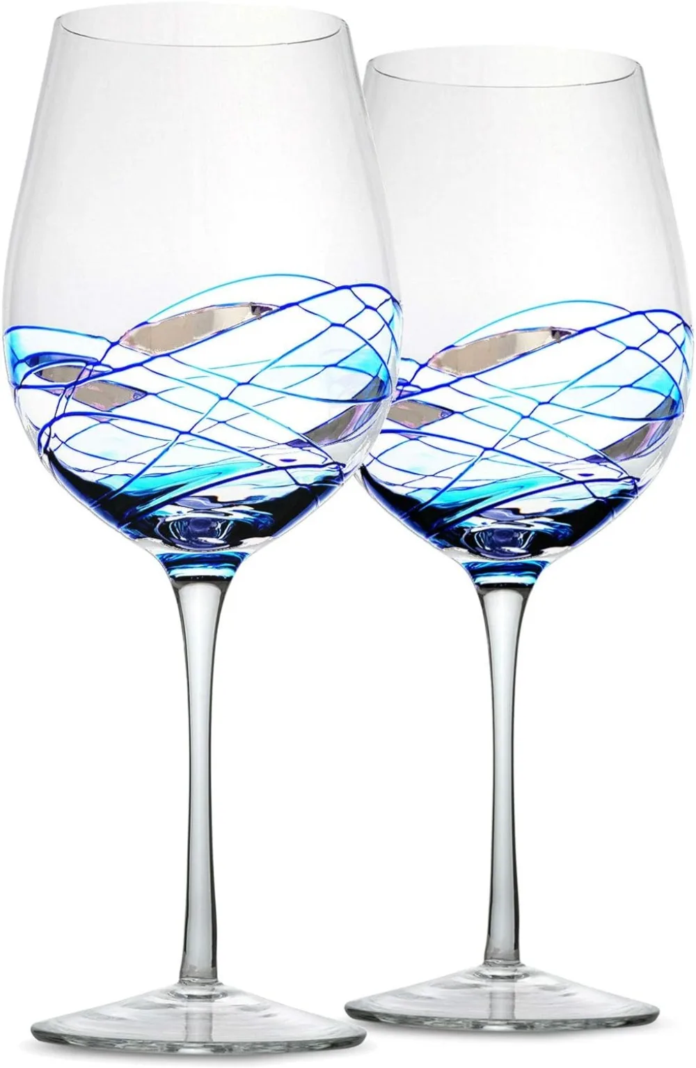 

Wine Glasses Set of 2 Hand Painted Wine Glasses 11" High 28 Ounces