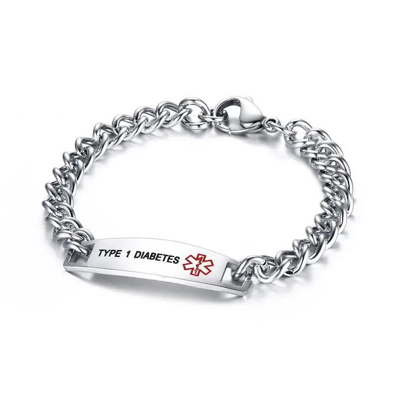 12MM gebogene Marke medizinische Logo Armbänder Edelstahl Männer Armband Modeschmuck – Detail 5